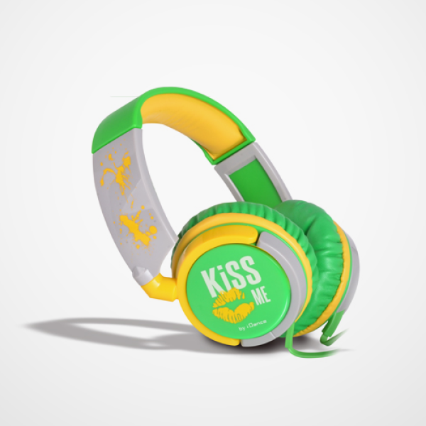 Idance Kiss Me Headphones Green & Yellow image